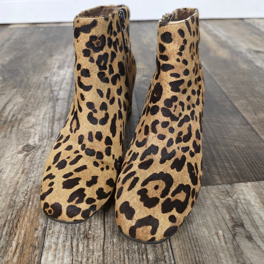 Leopard Calf Hair Ankle Boots Block Heel 90s Y2K Fall Earthies Earth Size 7 1/2 - Picture 4 of 7